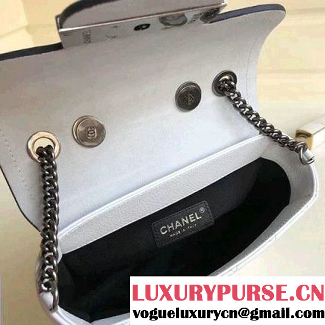Chanel Grained Calfskin Archi Chic Flap Bag A57217 White 2018 (Aged Silver Hardware) (1A111-8013102 )