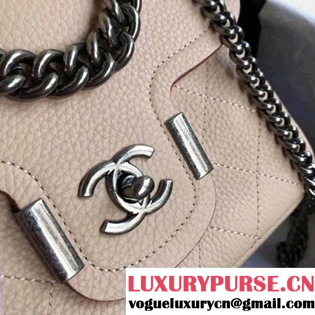 Chanel Grained Calfskin Archi Chic Flap Bag A57217 Beige 2018 (Aged Silver Hardware) (1A111-8013111 )