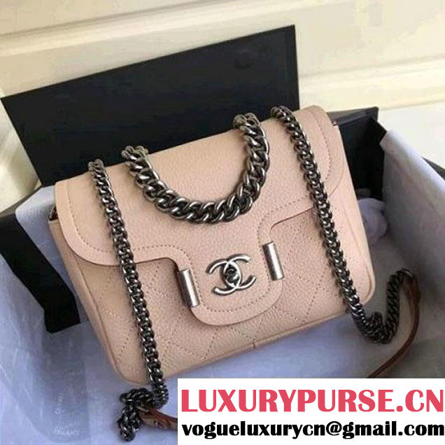 Chanel Grained Calfskin Archi Chic Flap Bag A57217 Beige 2018 (Aged Silver Hardware) (1A111-8013111 )