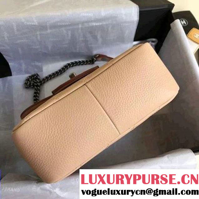 Chanel Grained Calfskin Archi Chic Flap Bag A57217 Beige 2018 (Aged Silver Hardware) (1A111-8013111 )