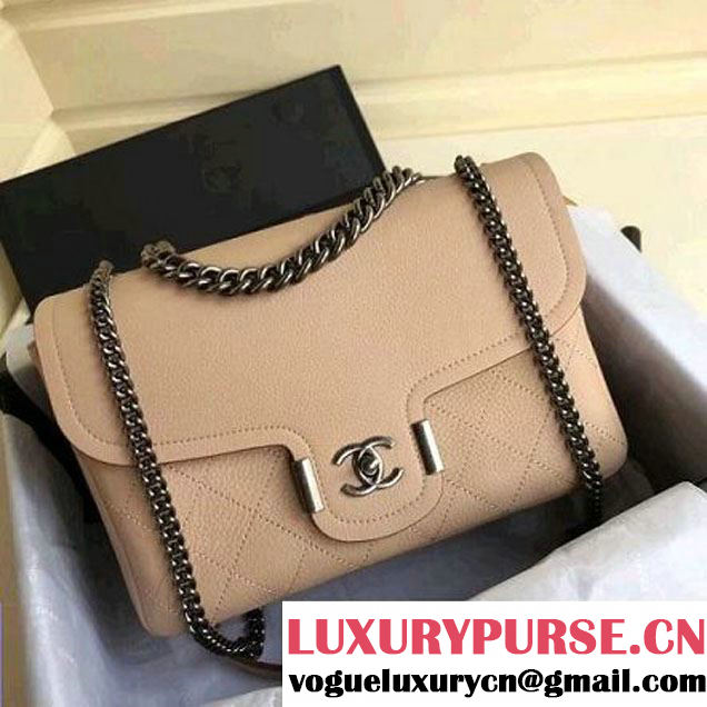 Chanel Grained Calfskin Medium Archi Chic Flap Bag Beige 2018 (Aged Silver Hardware) (1A111-8013109 )