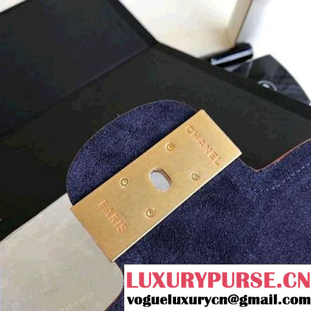 Chanel Grained Calfskin Archi Chic Flap Bag A57217 Dark Blue 2018 (Aged Gold Hardware) (1A111-8013108 )
