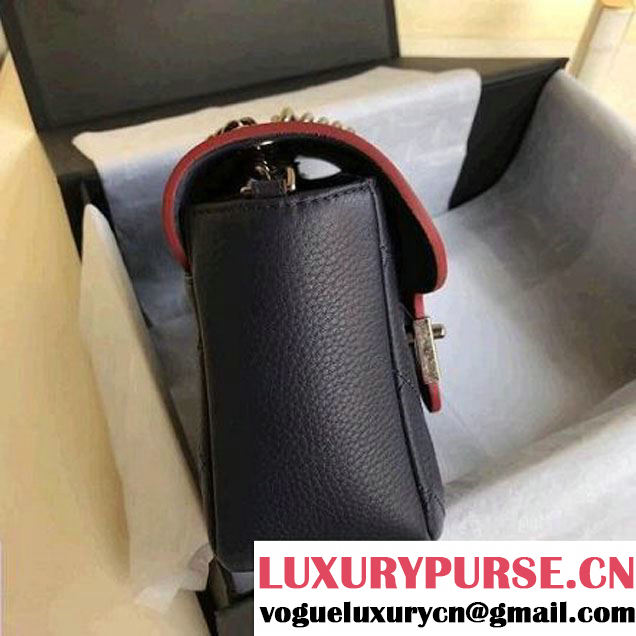 Chanel Grained Calfskin Archi Chic Flap Bag A57217 Dark Blue 2018 (Aged Silver Hardware) (1A111-8013107 )