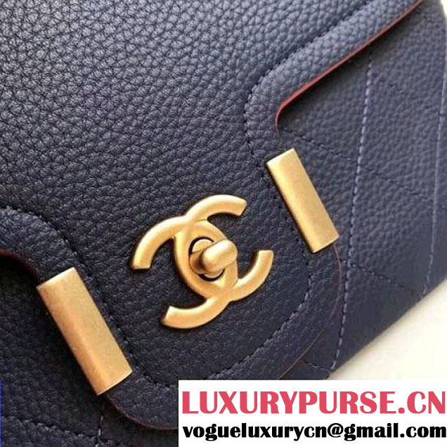 Chanel Grained Calfskin Medium Archi Chic Flap Bag Dark Blue 2018 (Aged Gold Hardware) (1A111-8013106 )