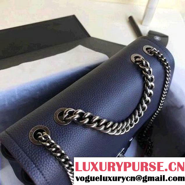 Chanel Grained Calfskin Medium Archi Chic Flap Bag Dark Blue 2018 (Aged Silver Hardware) (1A111-8013105 )