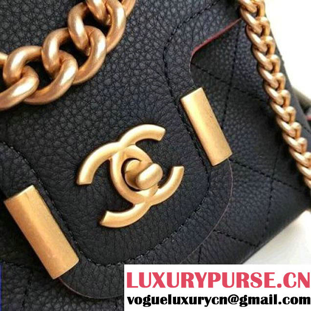 Chanel Grained Calfskin Archi Chic Flap Bag A57217 Black 2018 (Aged Gold Hardware) (1A111-8013104 )