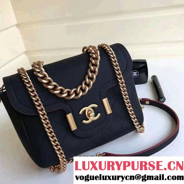 Chanel Grained Calfskin Archi Chic Flap Bag A57217 Black 2018 (Aged Gold Hardware) (1A111-8013104 )