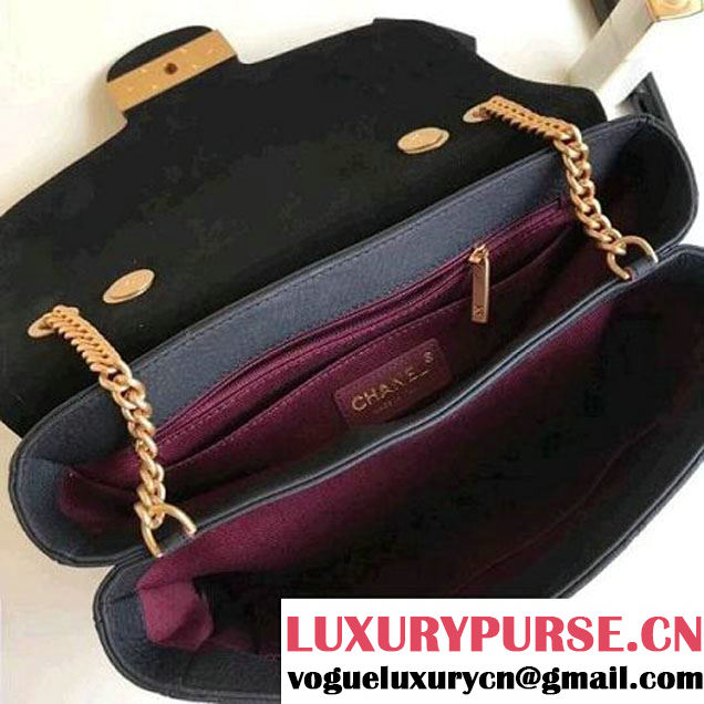 Chanel Grained Calfskin Medium Archi Chic Flap Bag  Black 2018 (Aged Gold Hardware) (1A111-8013103 )
