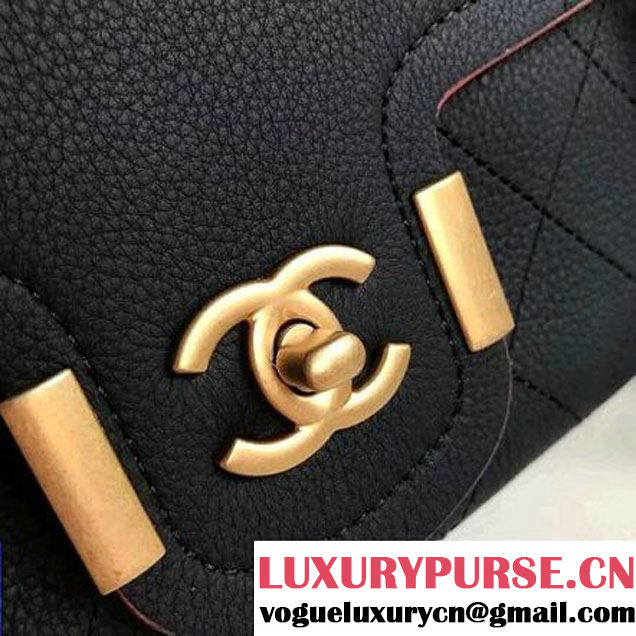 Chanel Grained Calfskin Medium Archi Chic Flap Bag  Black 2018 (Aged Gold Hardware) (1A111-8013103 )