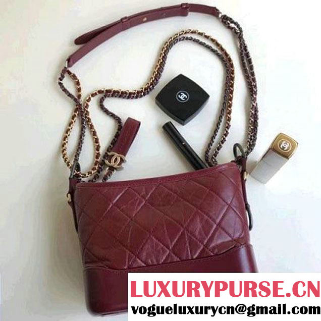 Chanel's Gabrielle Small Hobo Bag A91810 Burgundy 2018 (1A111-8013123 )