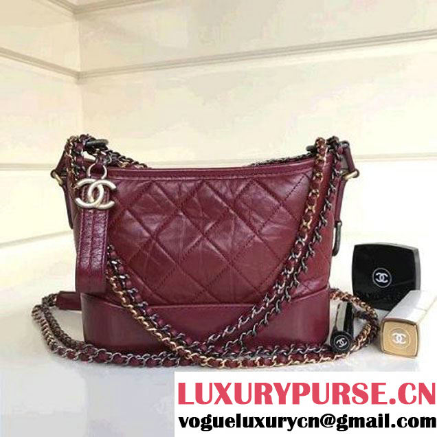 Chanel's Gabrielle Small Hobo Bag A91810 Burgundy 2018 (1A111-8013123 )