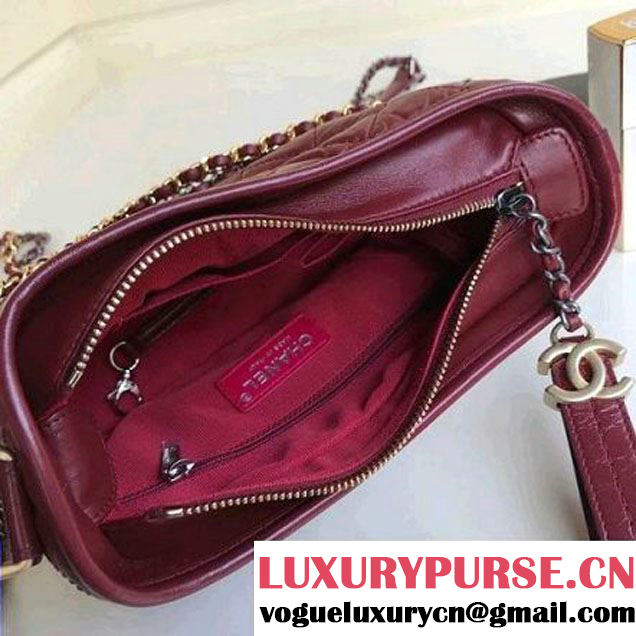 Chanel's Gabrielle Small Hobo Bag A91810 Burgundy 2018 (1A111-8013123 )