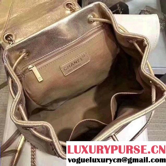 Chanel Iridescent Calfskin/Python/Grained Calfaskin Patchwork Chevron Backpack Gold (MK-8013129 )