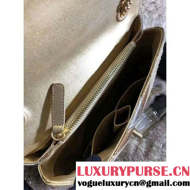 Chanel Iridescent Calfskin/Python/Grained Calfaskin Patchwork Chevron Small Flap Bag Gold (MK-8013127 )
