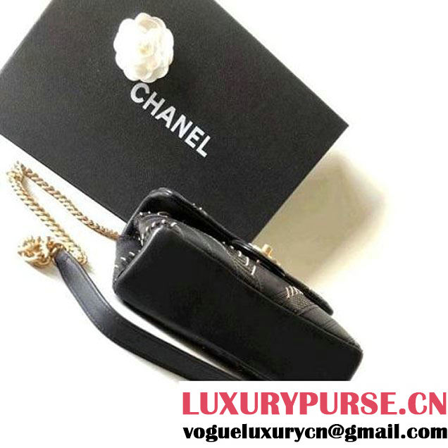 Chanel Iridescent Calfskin/Python/Grained Calfaskin Patchwork Chevron Small Flap Bag Black (MK-8013126 )
