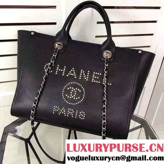 Chanel Studded Calfskin Deauville Small Shopping Bag Black 2018 (MK-8013103 )