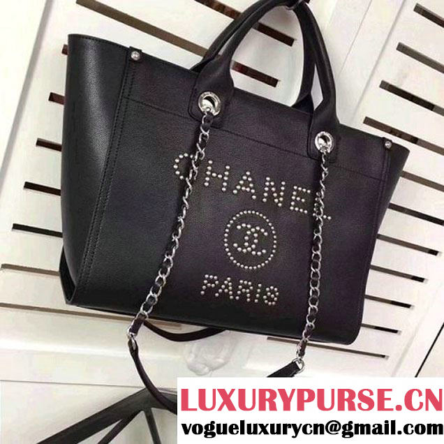 Chanel Studded Calfskin Deauville Small Shopping Bag Black 2018 (MK-8013103 )
