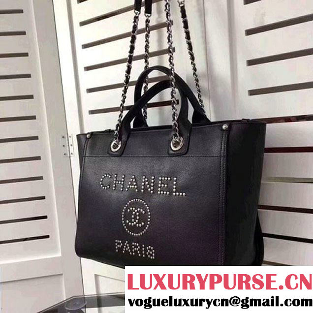 Chanel Studded Calfskin Deauville Small Shopping Bag Black 2018 (MK-8013103 )