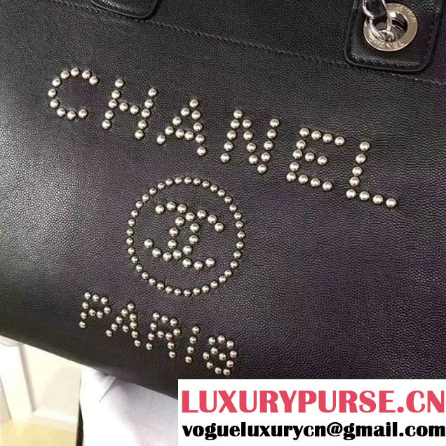 Chanel Studded Calfskin Deauville Small Shopping Bag Black 2018 (MK-8013103 )