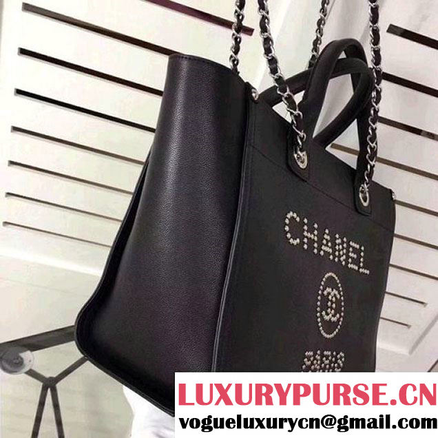 Chanel Studded Calfskin Deauville Small Shopping Bag Black 2018 (MK-8013103 )