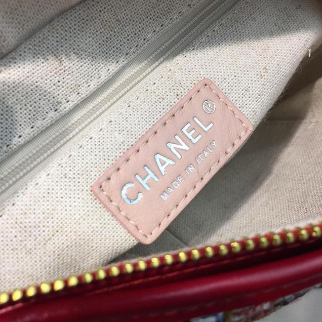 Chanel Tweed Gabrielle Hobo 20cm Bag Lambskin Leather Cruise 2018 Collection Red White Blue