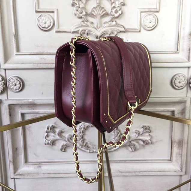 Chanel CC Clasp Medium 25cm Flap Bag Lambskin Metallic Leather Satchel Bag Metiers D’Art Pre-Fall 2017 Collection Burgundy