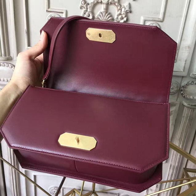 Chanel CC Clasp Medium 25cm Flap Bag Lambskin Metallic Leather Satchel Bag Metiers D’Art Pre-Fall 2017 Collection Burgundy