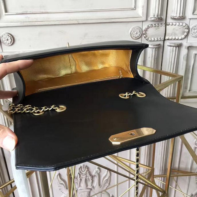 Chanel CC Clasp Medium 25cm Flap Bag Lambskin Metallic Leather Satchel Bag Metiers D’Art Pre-Fall 2017 Collection Black