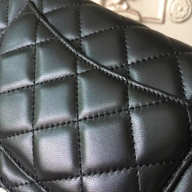 Chanel Camellia Edge Quilted WOC Wallet on A Chain Small 19cm Flap Bag Lambskin Leather Bag Pre-Fall 2017 Collection Black Gold