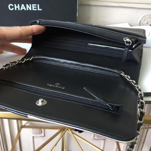 Chanel Camellia Edge Quilted WOC Wallet on A Chain Small 19cm Flap Bag Lambskin Leather Bag Pre-Fall 2017 Collection Black Gold