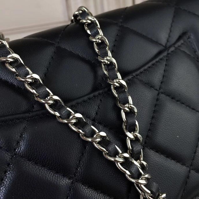 Chanel Camellia Edge Quilted WOC Wallet on A Chain Small 19cm Flap Bag Lambskin Leather Bag Pre-Fall 2017 Collection Black Navy