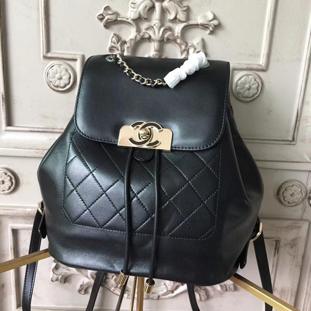 Chanel Business Affinity Backpack Bag Lambskin Leather Fall Winter 2017 Act 1 Collection Black