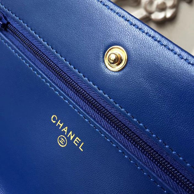 Chanel Stitched Quilted WOC with Tassel 19cm Lambskin Leather Pre-Fall 2017 Collection Blue