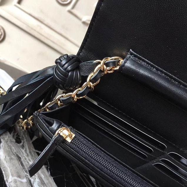 Chanel Stitched Quilted WOC with Tassel 19cm Lambskin Leather Pre-Fall 2017 Collection Black