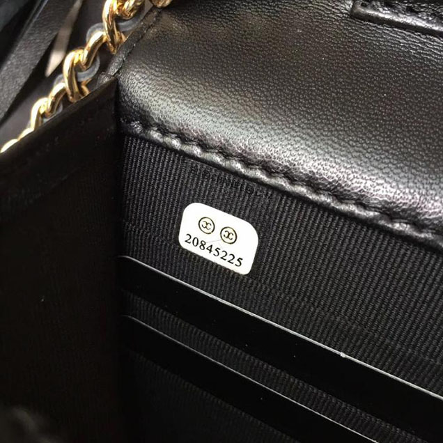 Chanel Stitched Quilted WOC with Tassel 19cm Lambskin Leather Pre-Fall 2017 Collection Black