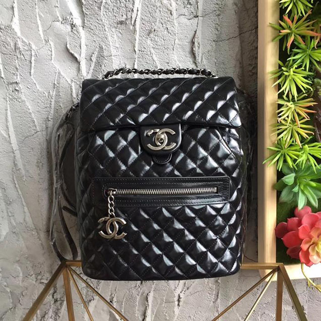 Chanel Quilted Lambskin Drawstring Backpack Bag Lambskin Leather Fall Winter 2017 Act 1 Collection Black