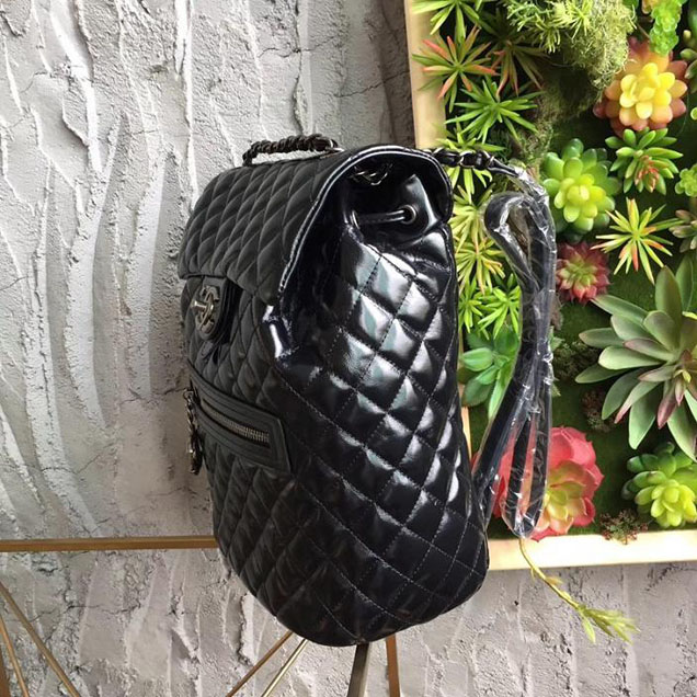 Chanel Quilted Lambskin Drawstring Backpack Bag Lambskin Leather Fall Winter 2017 Act 1 Collection Black