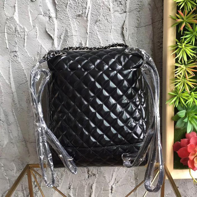 Chanel Quilted Lambskin Drawstring Backpack Bag Lambskin Leather Fall Winter 2017 Act 1 Collection Black