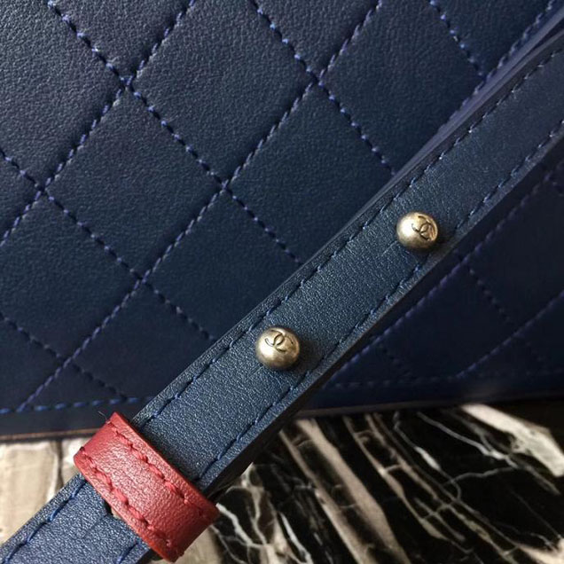 Chanel So Light Bi-Color 30cm Large Shopping Bag Bullskin Leather Fall Winter 2017 Act 2 Collection Navy Blue Burgundy
