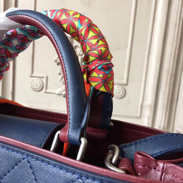 Chanel So Light Bi-Color 30cm Large Shopping Bag Bullskin Leather Fall Winter 2017 Act 2 Collection Navy Blue Burgundy