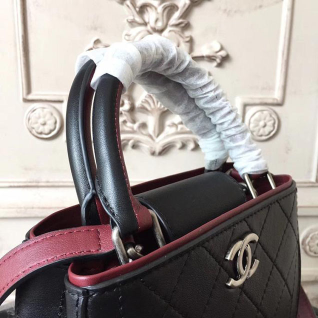 Chanel So Light Bi-Color 20cm Small Shopping Bag Bullskin Leather Fall Winter 2017 Act 2 Collection Black Burgundy