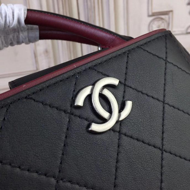 Chanel So Light Bi-Color 20cm Small Shopping Bag Bullskin Leather Fall Winter 2017 Act 2 Collection Black Burgundy