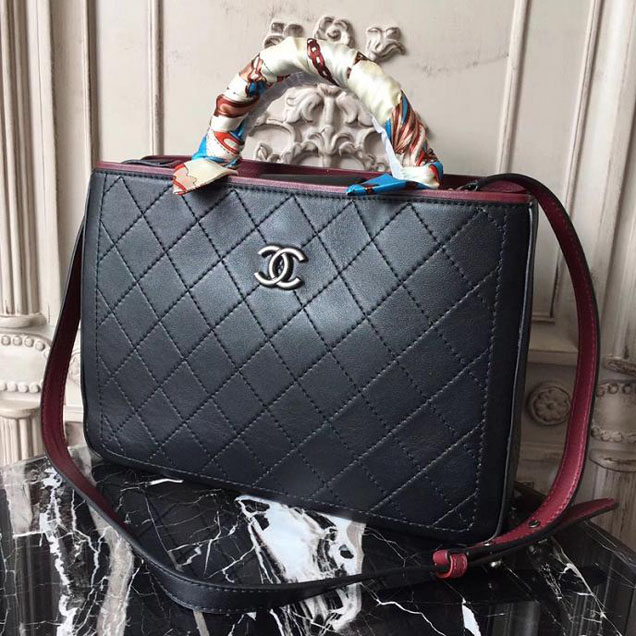 Chanel So Light Bi-Color 30cm Large Shopping Bag Bullskin Leather Fall Winter 2017 Act 2 Collection Black Burgundy