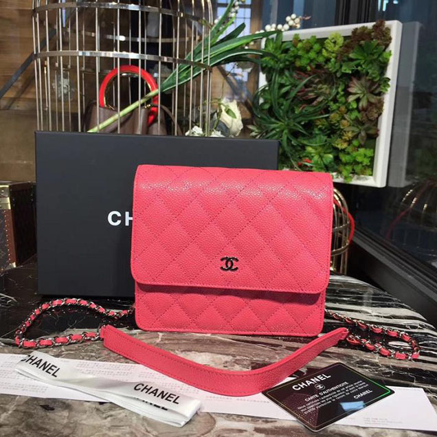 Chanel WOC Wallet On a Chain 17cm Crossbody Bag Caviar Lambskin Leather Fall Winter 2017 Act 1 Collection Fuschia