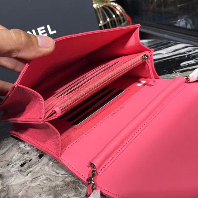Chanel WOC Wallet On a Chain 17cm Crossbody Bag Caviar Lambskin Leather Fall Winter 2017 Act 1 Collection Fuschia