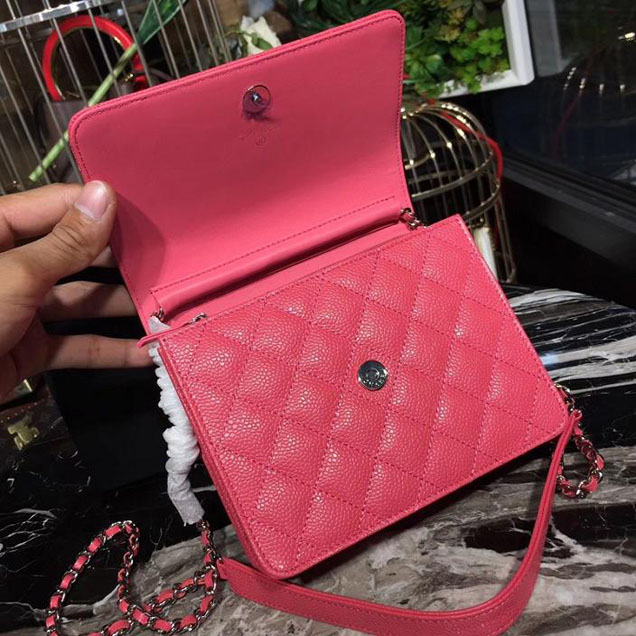 Chanel WOC Wallet On a Chain 17cm Crossbody Bag Caviar Lambskin Leather Fall Winter 2017 Act 1 Collection Fuschia