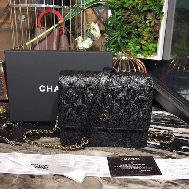 Chanel WOC Wallet On a Chain 17cm Crossbody Bag Caviar Lambskin Leather Fall Winter 2017 Act 1 Collection Black