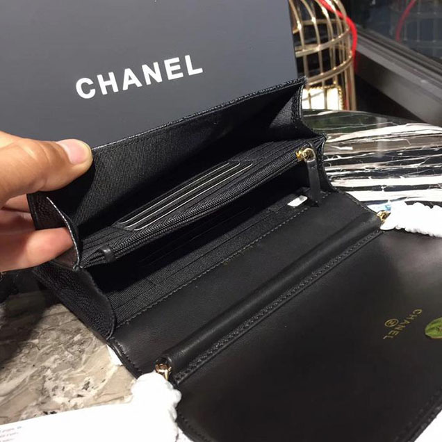 Chanel WOC Wallet On a Chain 17cm Crossbody Bag Caviar Lambskin Leather Fall Winter 2017 Act 1 Collection Black