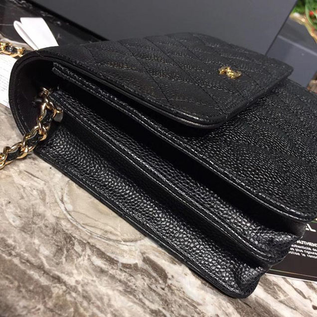 Chanel WOC Wallet On a Chain 17cm Crossbody Bag Caviar Lambskin Leather Fall Winter 2017 Act 1 Collection Black
