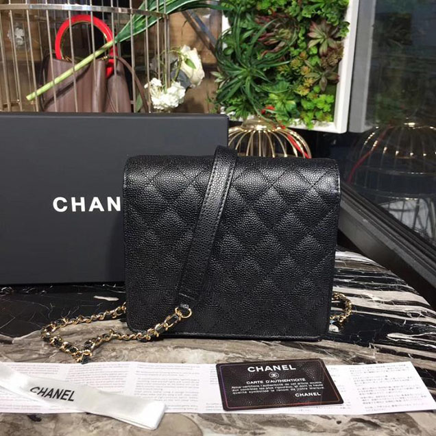 Chanel WOC Wallet On a Chain 17cm Crossbody Bag Caviar Lambskin Leather Fall Winter 2017 Act 1 Collection Black